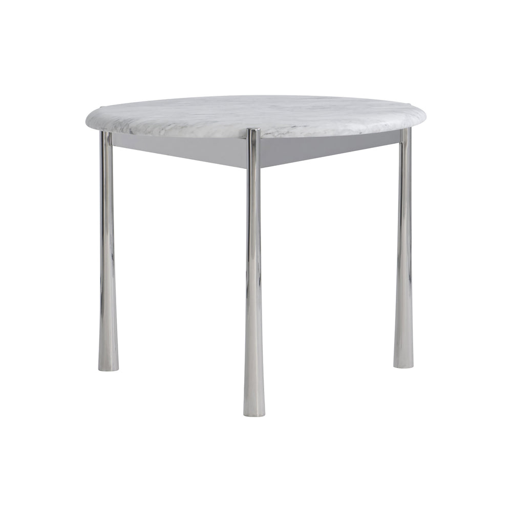 Bernhardt Bernhardt Arris Side Table With Honed Arabescato Marble Top & Polished Stainless Steel Base, Sculptural Accent 321012