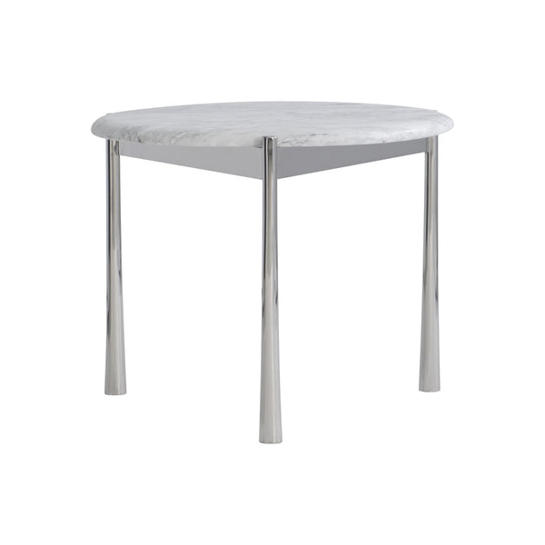 Bernhardt Bernhardt Arris Side Table With Honed Arabescato Marble Top & Polished Stainless Steel Base, Sculptural Accent 321012