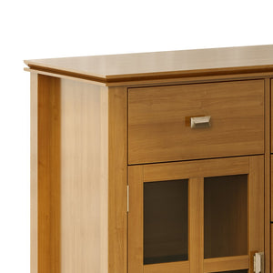English Elm Artisan Solid Wood Sideboard Buffet - Honey Brown Elegance With Ample Storage & Timeless Design B136P158389