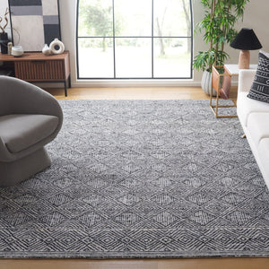 Safavieh Ebony 204 Hand Tufted Geometric Rug Charcoal / Ivory 4' x 6'
