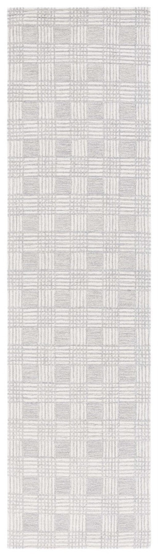 Safavieh Ebony 358 Checkered EBN358 Hand Tufted  Rug Light Grey / Ivory EBN358F-8