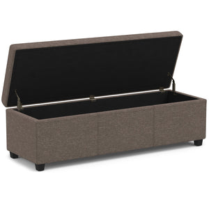 English Elm Avalon Extra Large Storage Ottoman Bench - Stylish Fawn Brown Fabric For Versatile Home Use B136P158652