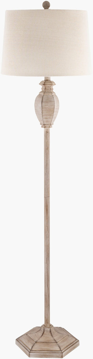 Livabliss Eburne Tall Resin Column Floor Lamp with Linen Shade for Living Room Ambiance EBU-002