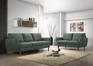 Porter Designs Porter Burnside Contemporary Upholstered Loveseat In Soft Green – Sophisticated Comfort Redefined Green Fabric 01-216-02-3662
