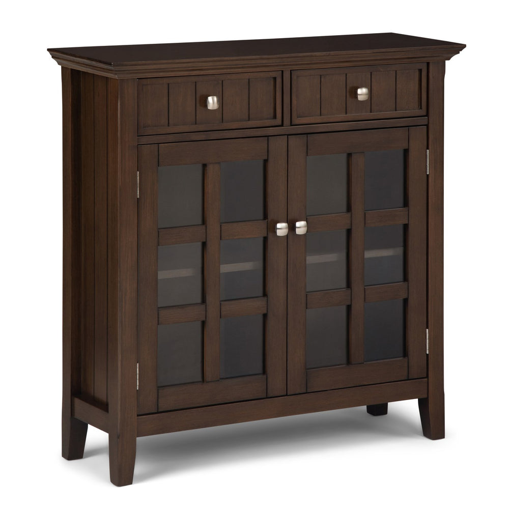 English Elm Acadian Entryway Storage Cabinet - Handcrafted Solid Wood In Natural Aged Brown With Glass Doors B136P159698