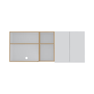 English Elm Corinto 59" Wide Two-Door Wall Cabinet with 4 Shelves & Drying Rack — Durable Multiroom Storage Oak White B070P286437
