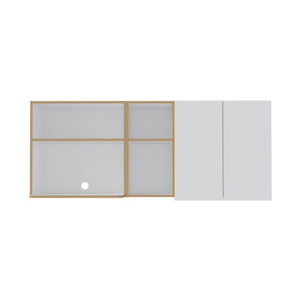 English Elm Corinto 59" Wide Two-Door Wall Cabinet with 4 Shelves & Drying Rack — Durable Multiroom Storage Oak White B070P286437