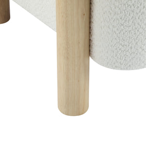 English Elm Christopher Knight Home® - Boucle Plush Bouclé Accent Chair with Rubber Wood Frame, Spring Bag Cushion for Cozy Support White+Natural 30.75 L x 28.9 W x 19.25 H N776P268327C