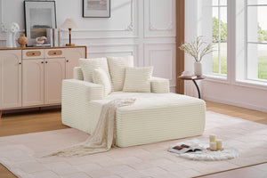 English Elm Oversized Corduroy Chaise Sleeper Sofa Deep Seat Lounge Chair for Apartment Bedroom Beige W1752P402835