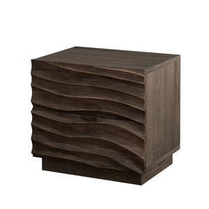 English Elm Farmhouse Nightstand Pine Wood Four Drawer Storage with Pull Out Tray Gourd Legs Brown W1716P391015