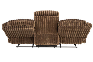 English Elm Contemporary Chocolate Fur-Like Corduroy Motion Sofa with Cup Holders, Drawer & USB Charging Recliner B011P335399