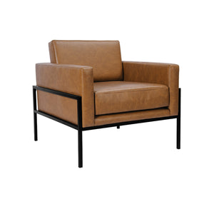 English Elm Fiam Contemporary Faux Leather Accent Armchair with Sleek Matte Black Metal Legs B056P416976
