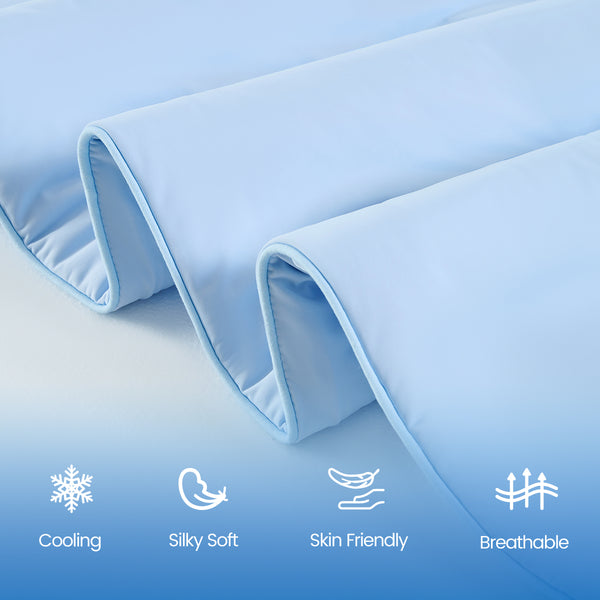 English Elm 1-piece King Cooling Comforter Nylon Spandex Wave Quilted Soft All Season Bedroom Layer Ice Blue B035P408412