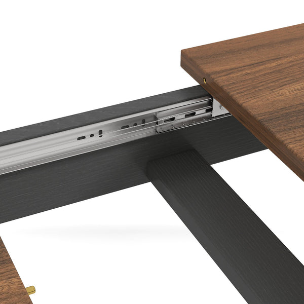 English Elm Dining Table Extendable Woodgrain Melamine Top Seats up to Ten Open Plan Kitchen Walnut+Black W331S00206
