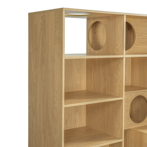 English Elm Modern Wood Grain Bookshelf Cat Habitat with Climbing Cubbies for Living Room Natural N752P395027N