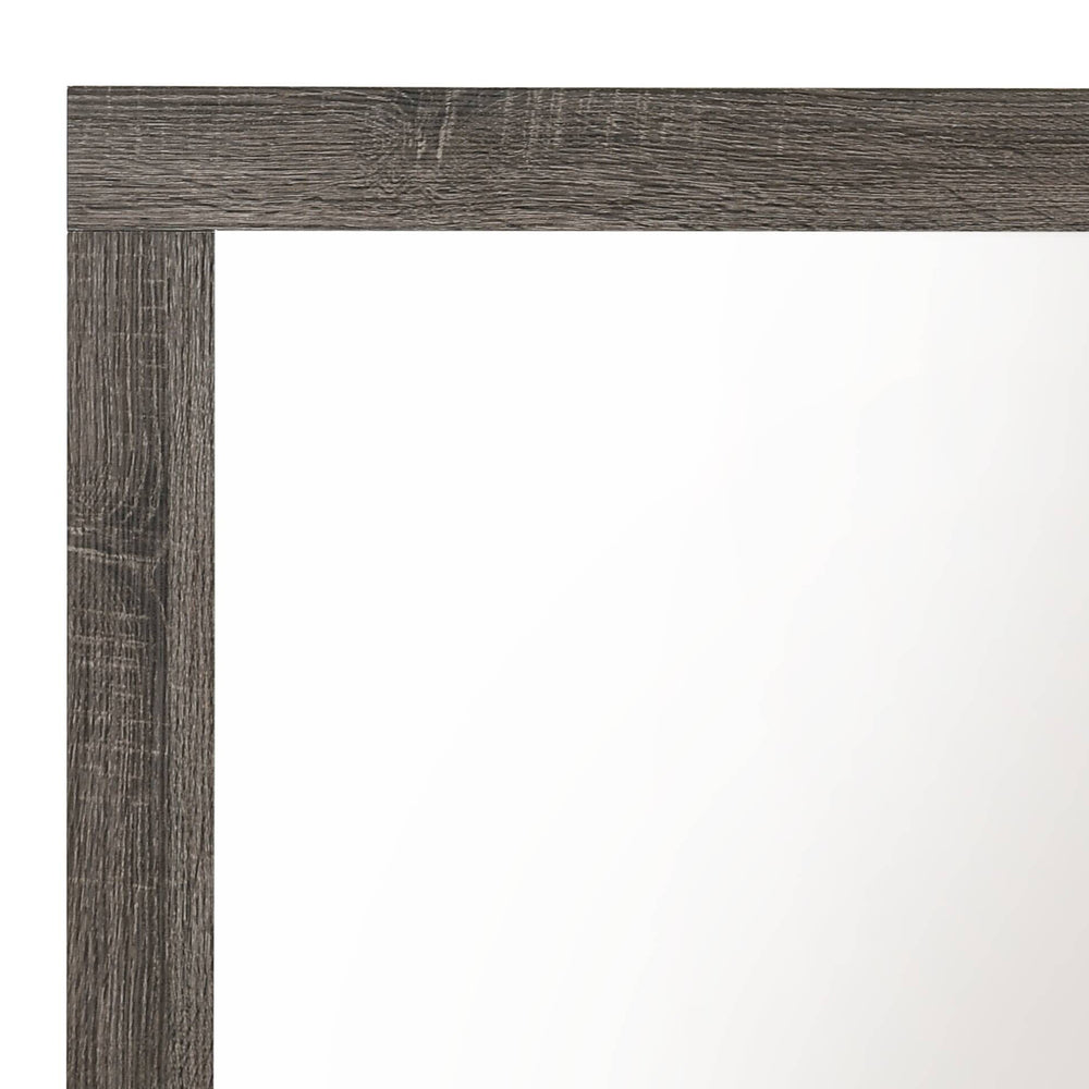 English Elm Avantika Rustic Gray Oak Mirror with 29" Square Glass & Warm Synthetic Wood Frame — Modern Minimalist Decor B2726P261879