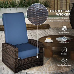 English Elm Outsunny Pe Rattan Swivel Recliner Outdoor Chair with Footrest and Padded Cushions W2225P485593