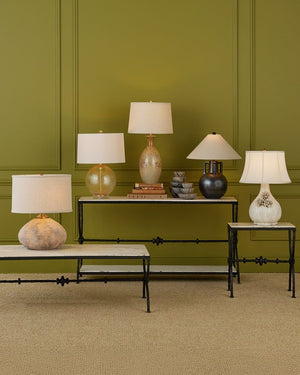 Currey & Company Zebulon Round Table Lamp - Stunning Orb-shaped Design With Gold Flecks & Crystal Base For Elegance Clear Glass ,Optic Crystal ,Meta 6000-1007-currey-company