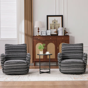 English Elm Modern Boucle 360° Swivel Leisure Chair with High‑Resilience Sponge, Supportive Curve, 550lb Capacity Black W395P355515