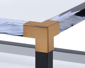 English Elm Lafty Modern Clear Tempered Glass Coffee Table with White Brushed Metal Legs, Open Shelf Storage, Sleek Design B2726P256354