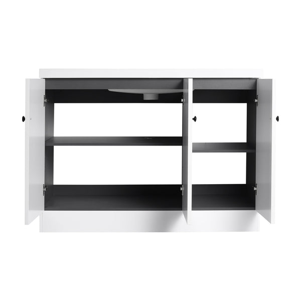English Elm 48" Freestanding Bathroom Vanity with Thick Resin Sink, Soft-Close Doors, Adjustable Shelves, Durable Finish White W999S00275