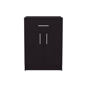 English Elm Mayorca Multistorage Pantry Cabinet Black — Compact MDF Kitchen Storage, Drawer & 2 Shelves, Foldable Secure Lock B070P337158