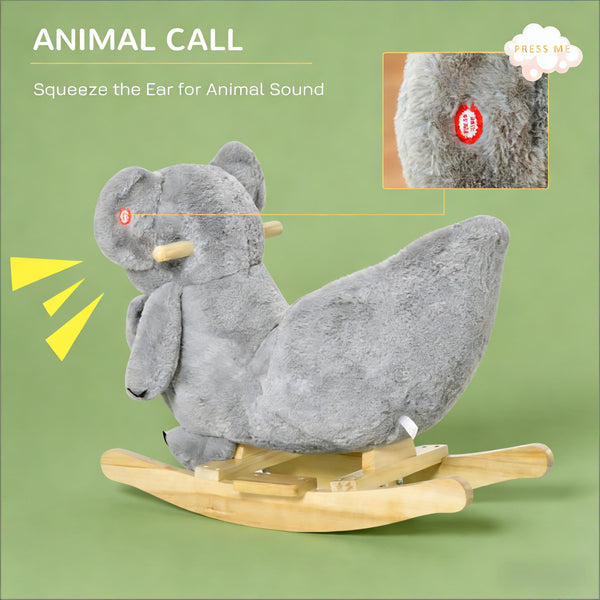 English Elm Dinosaur Plush Rocking Toy for Toddlers with Sound Effects and Wooden Base T3971P442602