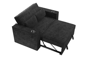 English Elm Modern Corduroy Convertible Sleeper Sofa with Usb Ports and Built-in Cupholders B011S02177