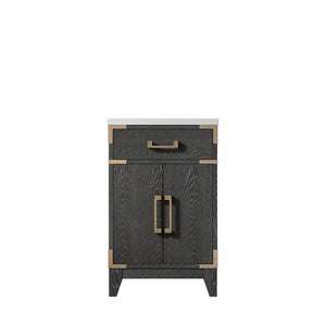 English Elm Black Oak Single Bath Vanity With Acrylic Top - Stylish 20" W Storage Solution For Small Spaces B2731P260888