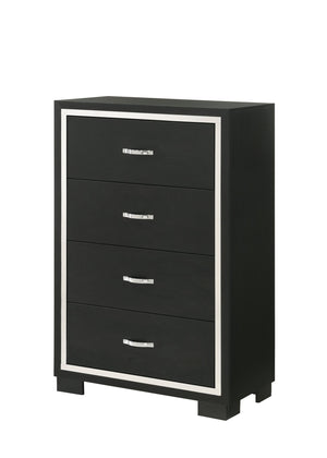 English Elm Modern Sleek 4-Drawer Bedroom Chest with Metal Handles, Contemporary Wooden Dresser for Storage and Style Black 34.02 L x 18.39 W x 47.72 H B2741P371619