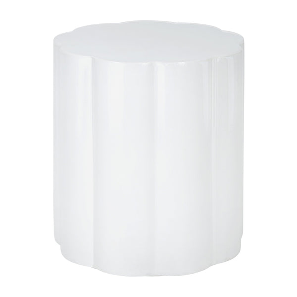 English Elm High-gloss Sculptural Outdoor Side Table Mgo Weather Resistant Patio Accent White N768P371797W