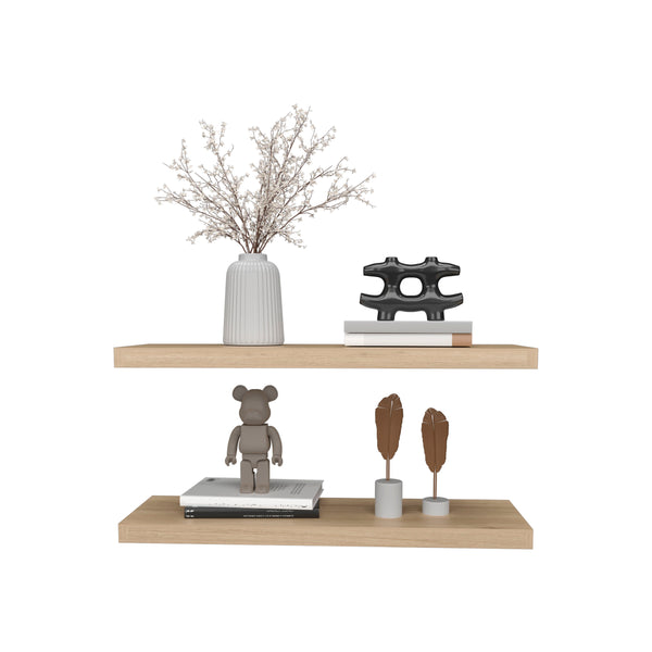 English Elm Floating Shelves - Modern Light Pine Design, 2 Durable Shelves For Stylish Storage & Display Solutions B097P250925