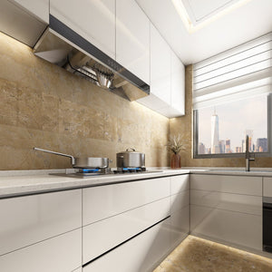 English Elm 12*24 Gold Beige Yellow Natural Marble Tiles - Fs Textured 3D Fluted Design For Elegant Walls W1696104352