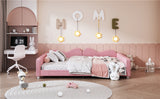 English Elm Full Size Upholstered Daybed, Sherpa Fabric Sofabed With Cloud-Shaped Backrest, No Box-Spring Needed, Pink