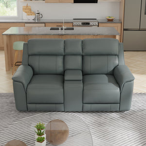 English Elm Oslo Dual Power Reclining Love Seat With Console – Luxurious Sapphire Comfort & Modern Design B339P411568