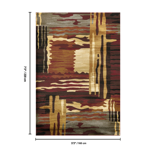English Elm Joy Abstract Stripe Low Pile Area Rug Bold Multi Color Accent for Living Room B186P452310