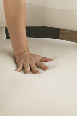 English Elm Accent Chair with Hollow Backrest for Ergonomic Support, Solid Wood Frame, Stylish Fabric Upholstery White W1420P194055