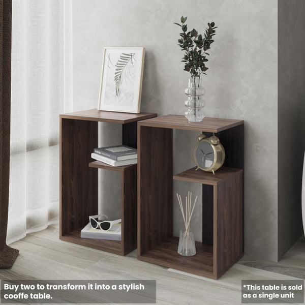 English Elm Side Table Sallis - Compact Dark Walnut Accent Table For Living Rooms, Storage & Style Combined! B092P309182-GIGA