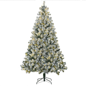 English Elm Homcom 7.5Ft Prelit Artificial Christmas Tree With 1149 Flocked Branches & 550 Led Lights For Holiday Cheer W2225P249643