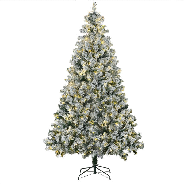 English Elm Homcom 7.5Ft Prelit Artificial Christmas Tree With 1149 Flocked Branches & 550 Led Lights For Holiday Cheer W2225P249643
