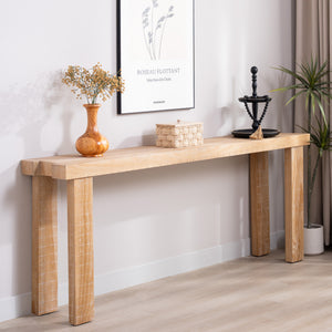 English Elm Rustic Light Wood Narrow Console Table for Entryway Hallway or Behind Sofa W2729P270740