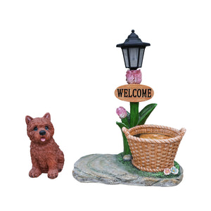 English Elm Labrador Solar Garden Statue with Led Glow and Built-in Succulent Planter Basin W5398P464248