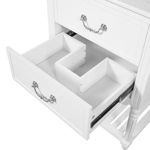 English Elm 24'' Vintage Bathroom Vanity with Ceramic Sink Soft Close Drawers Open Shelf White N710P411237K