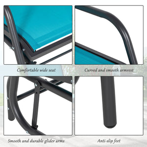 English Elm Outsunny Porch Glider Set Of 2 - Stylish Metal Frame Swing Chairs With Breathable Mesh For Outdoor Comfort W2225P200531-GIGA