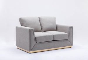 English Elm Valin Gray Linen Loveseat with Pocket Coil Seats, Wood & Metal Frame, Tight Cushions for Compact Spaces B2726P245415