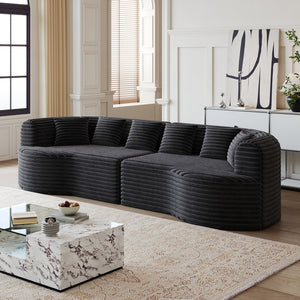 English Elm Curved Chenille Sectional Sofa Oversized Four Seat Cloud Foam Living Room Lounge W3505P355588