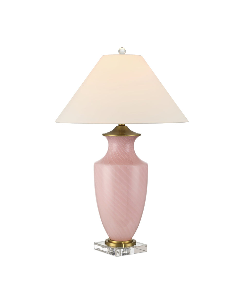 Currey & Company Lucy Pink Table Lamp – Exquisite Venetian Zanfirico Glass, Crystal Base & Elegant Brass Accent Shade Pink Glass ,Optic Crystal 6000-1023-currey-company