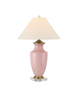 Currey & Company Lucy Pink Table Lamp – Exquisite Venetian Zanfirico Glass, Crystal Base & Elegant Brass Accent Shade Pink Glass ,Optic Crystal 6000-1023-currey-company