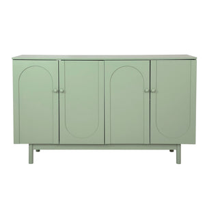 English Elm Stylish 4-Door Intaglio Storage Cabinet with Pine Legs and Solid Wood Pulls, Mid-Century Modern Console Mint Green W757P151918