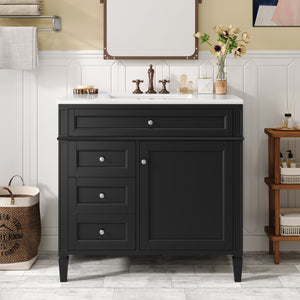 English Elm 36'' Modern Bathroom Vanity With Ceramic Sink, Elegant Storage Cabinet & 2 Drawers For Essentials N710P230246B